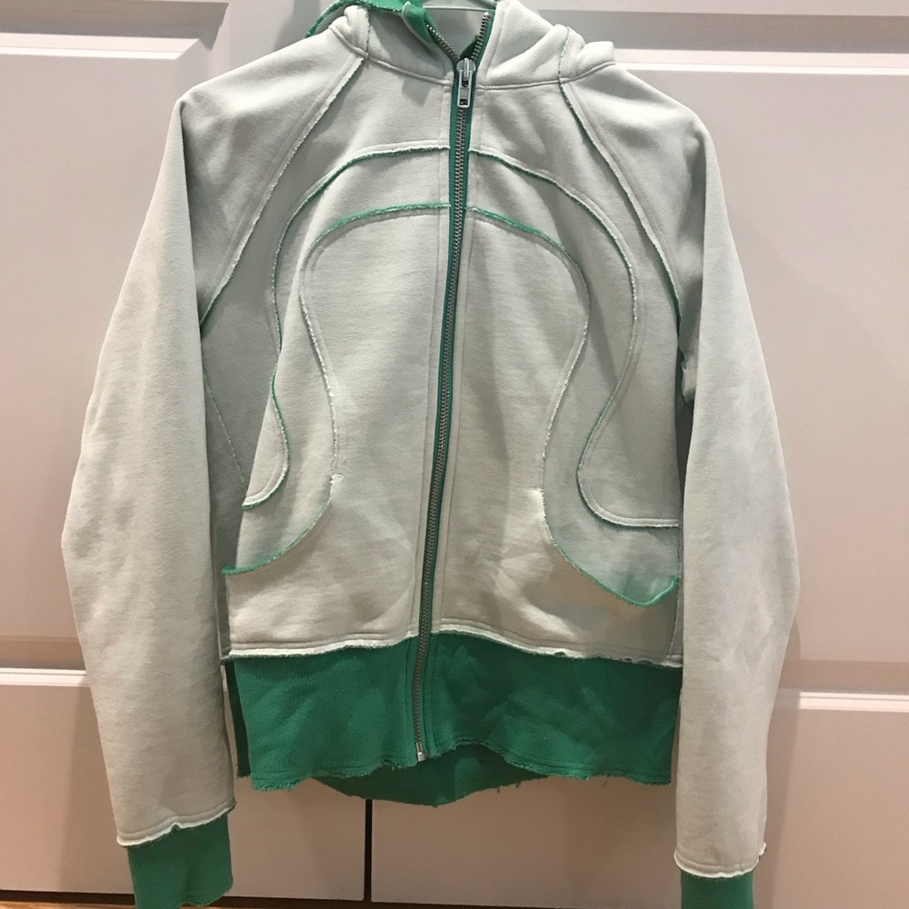 Size 12 White and Green Lululemon Scuba Sweatshirt